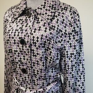 Apt. 9 Purple and Black Polka Dot Trench Coat